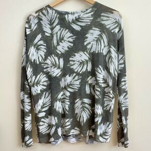 J. Jill Linen Blend Palm Leaf print sweater, EUC
